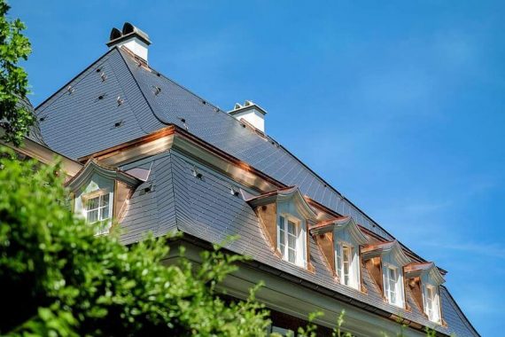 copper roof on building